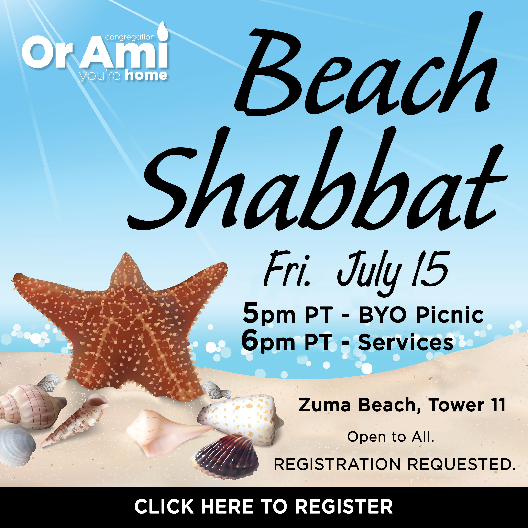 Beach Shabbat 7-15-22 with CLICK