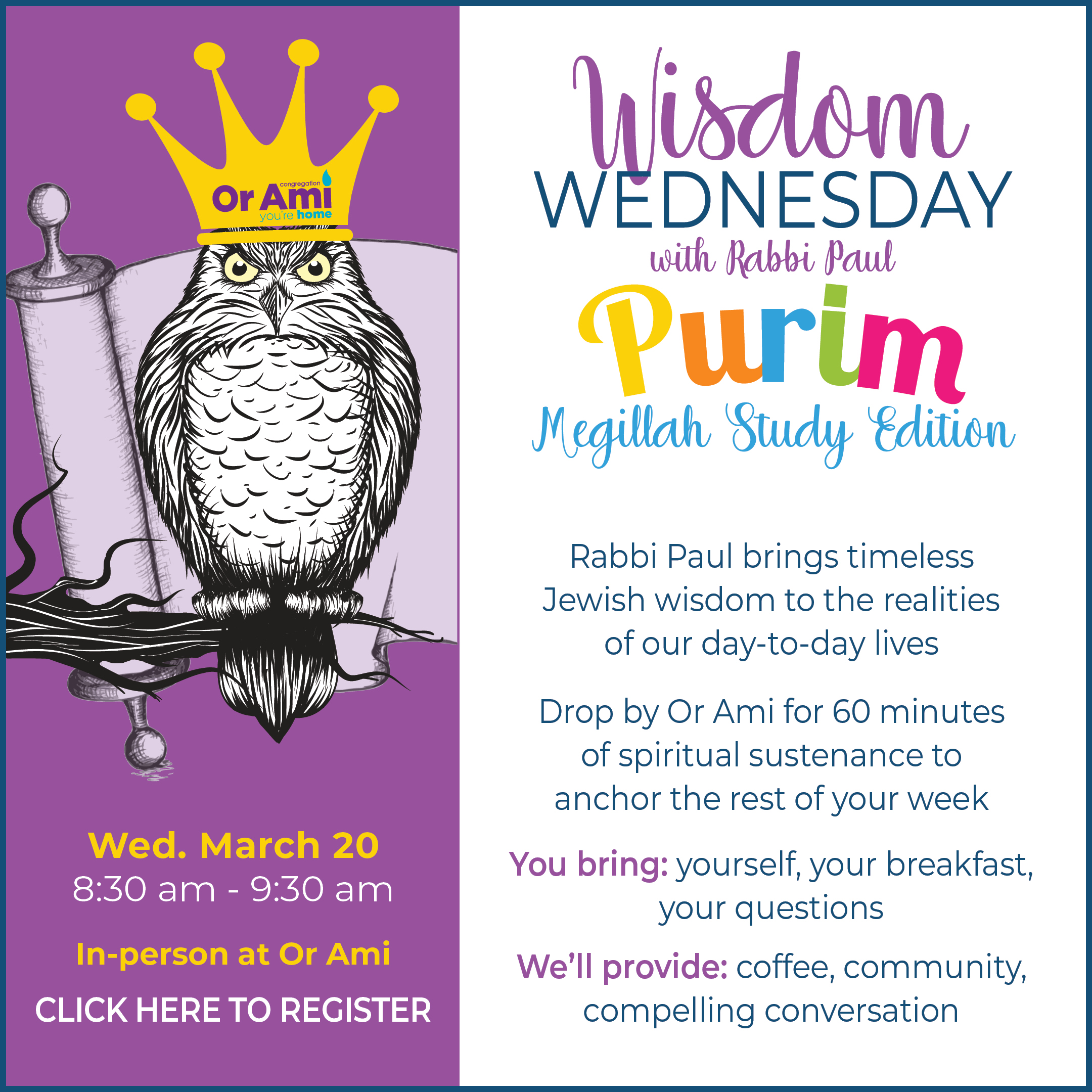 *Or Ami Wisdom Wed March 20 CLICK