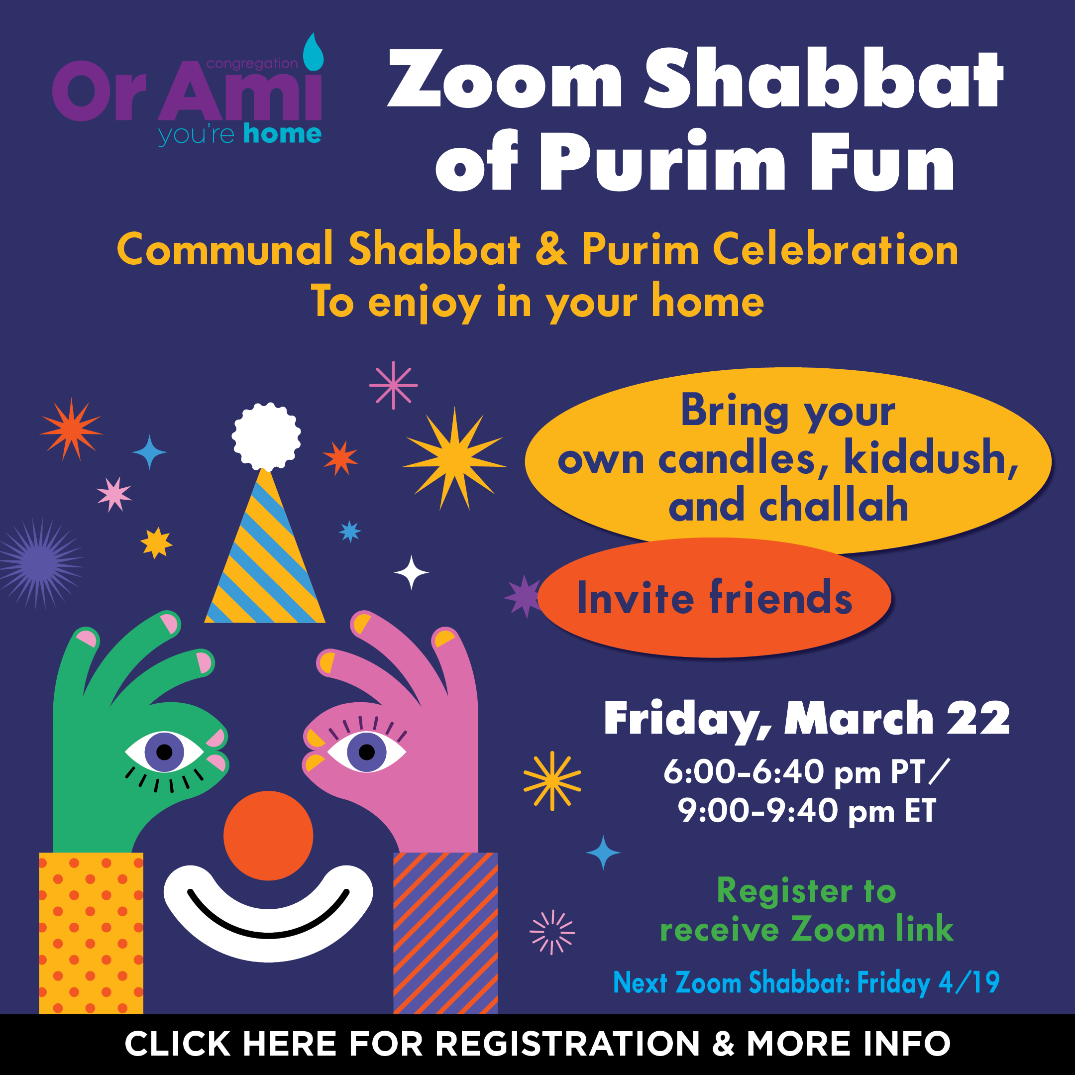 *Or Ami - Zoom Shabbat of Purim Fun CLICK