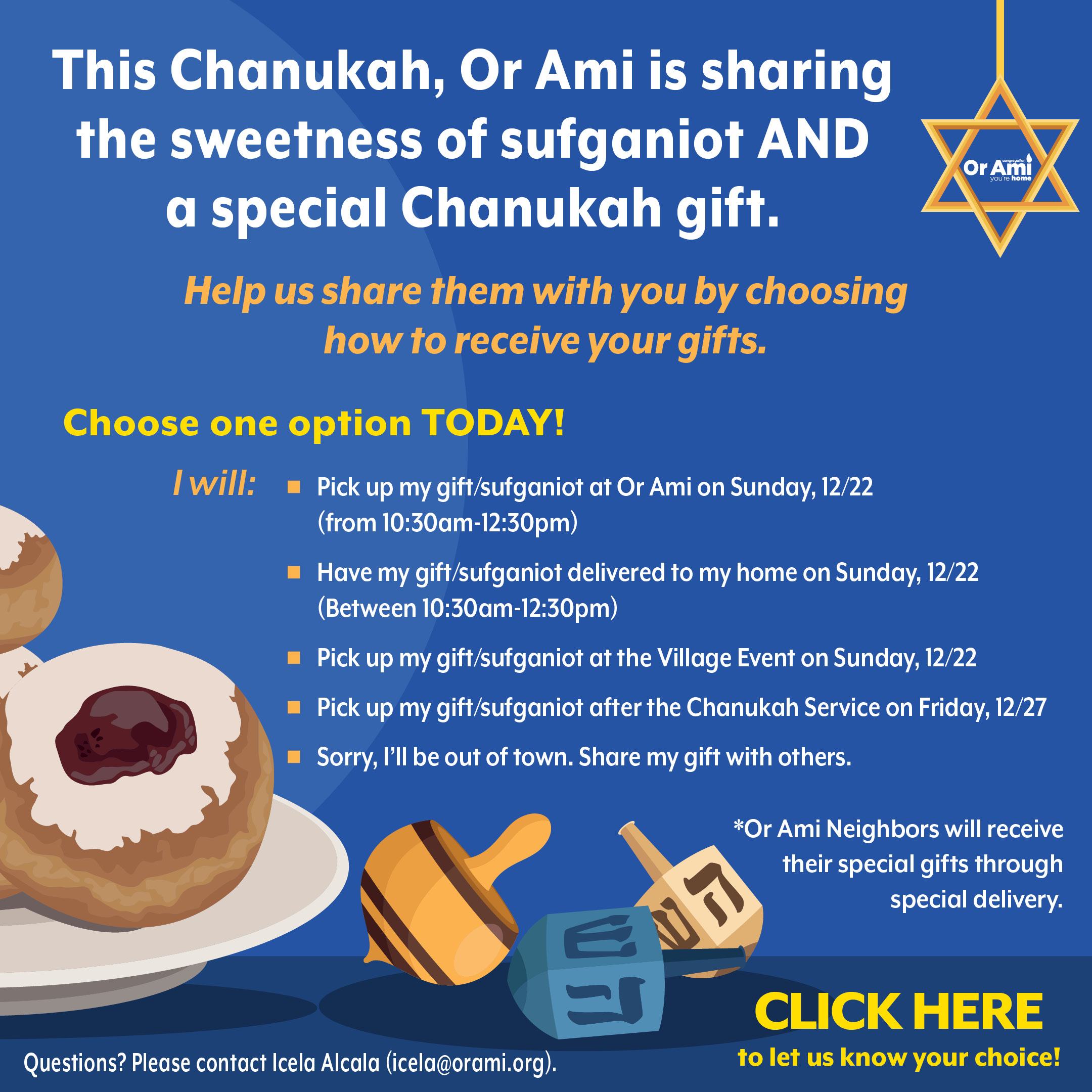 Or Ami Chanukah Sufganiot and Chanukah Gift CLICK