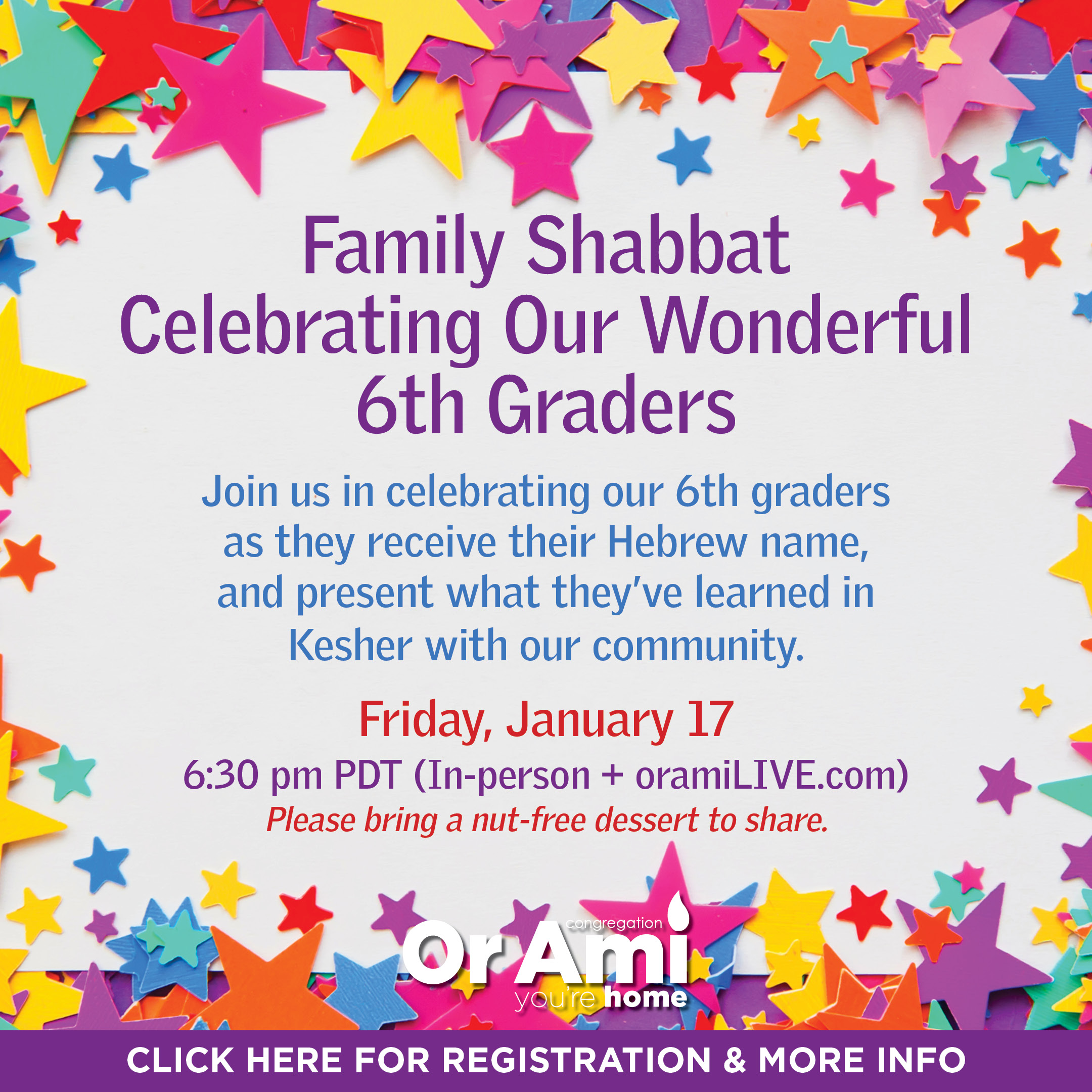 *Or Ami Family Shabbat Celebrating Our 6th Graders 2025 CLICK