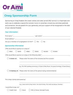 *2 Or Ami Oneg Sponsorship Form