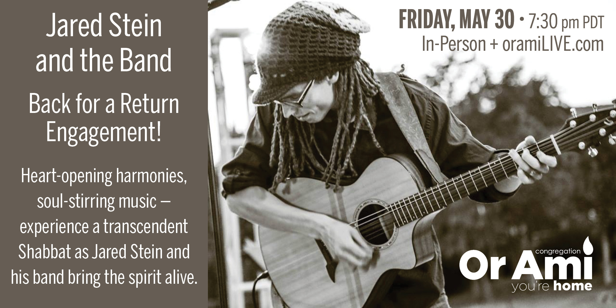 *Or Ami Musical Shabbat with Jared Stein May 30