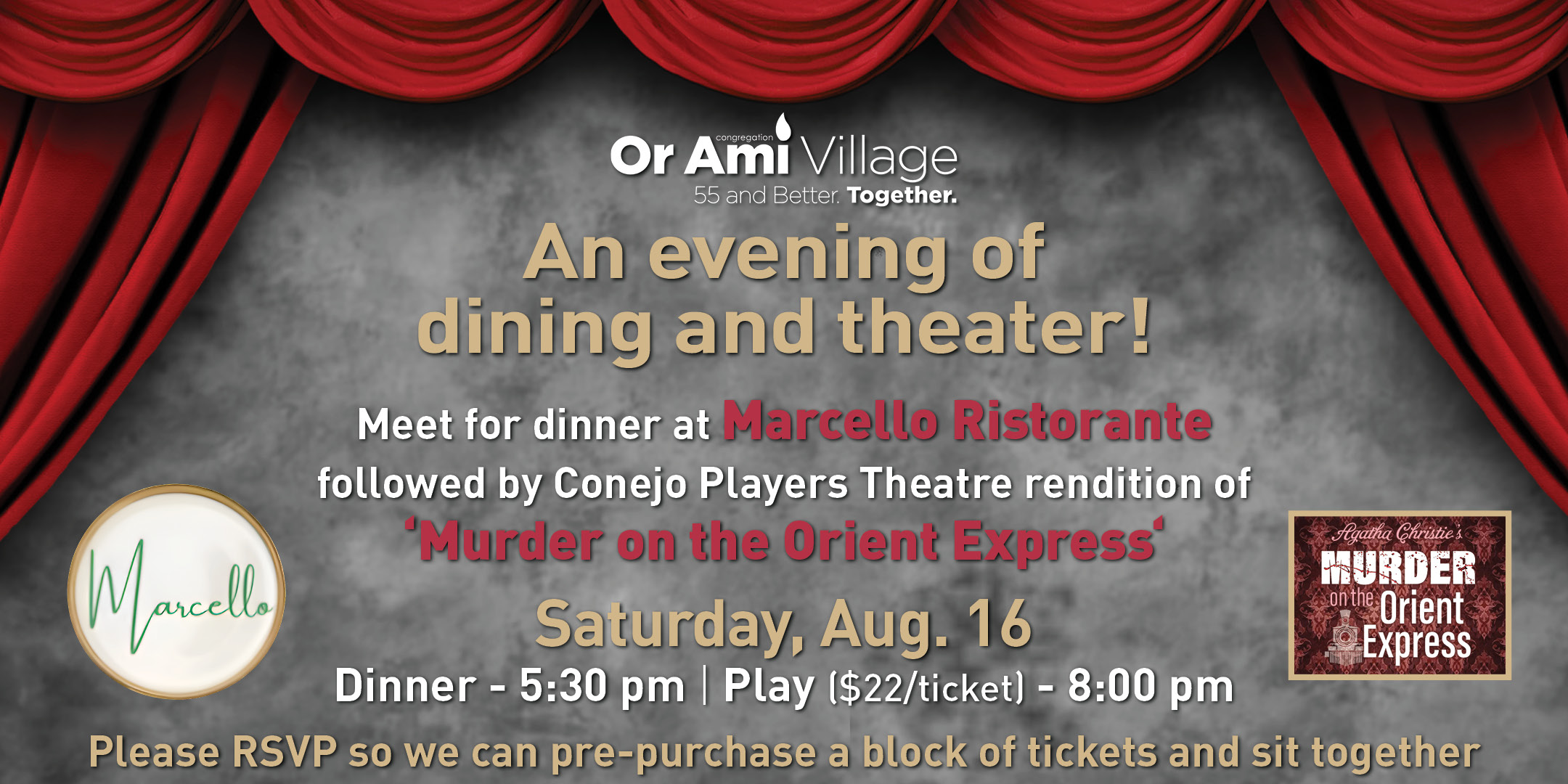 *2 OR Ami Village Dinner at Marcello and Theater