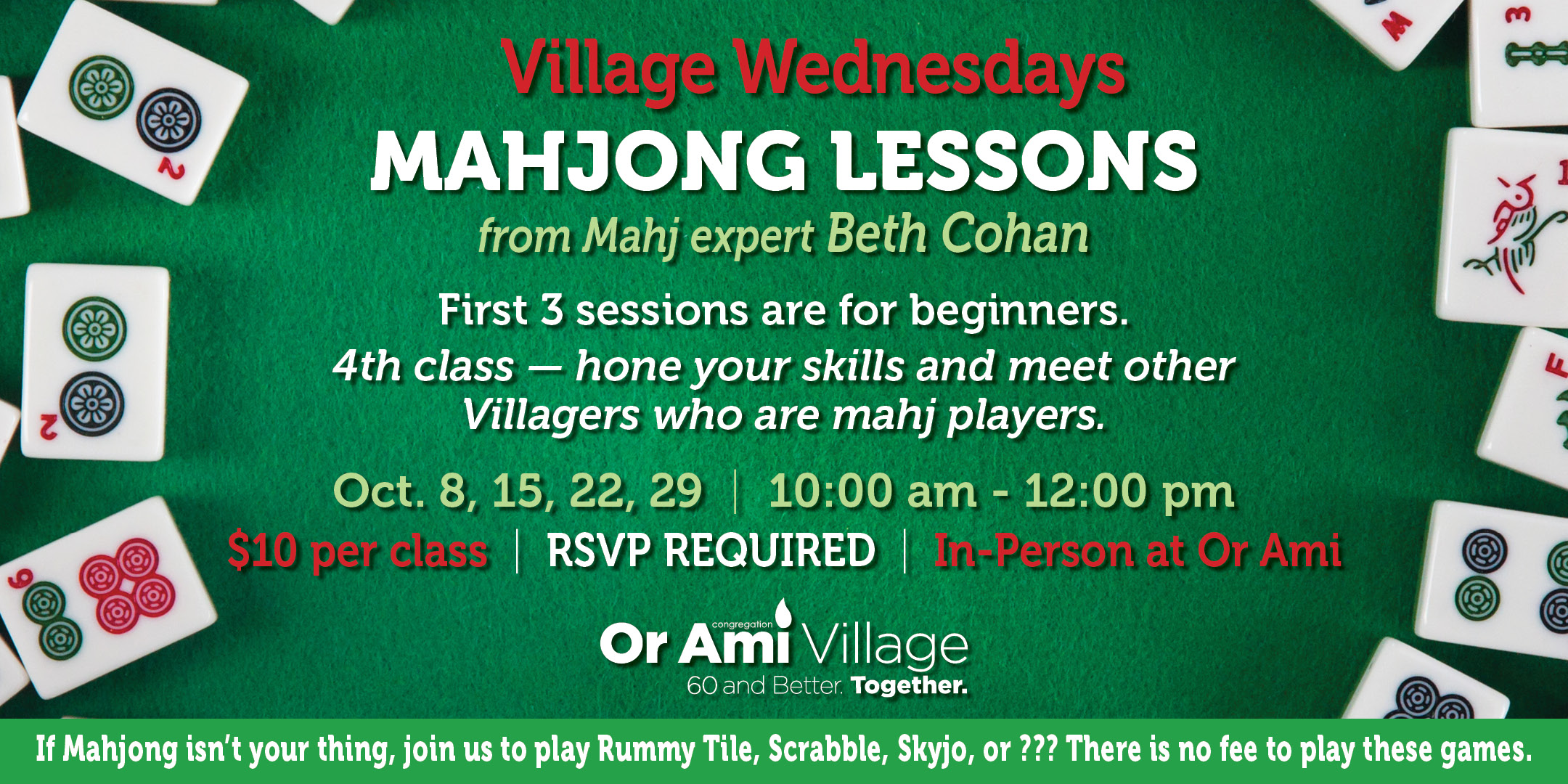 *Or Ami Village - Village Wednesdays Mahjong Lessons Oct 20253